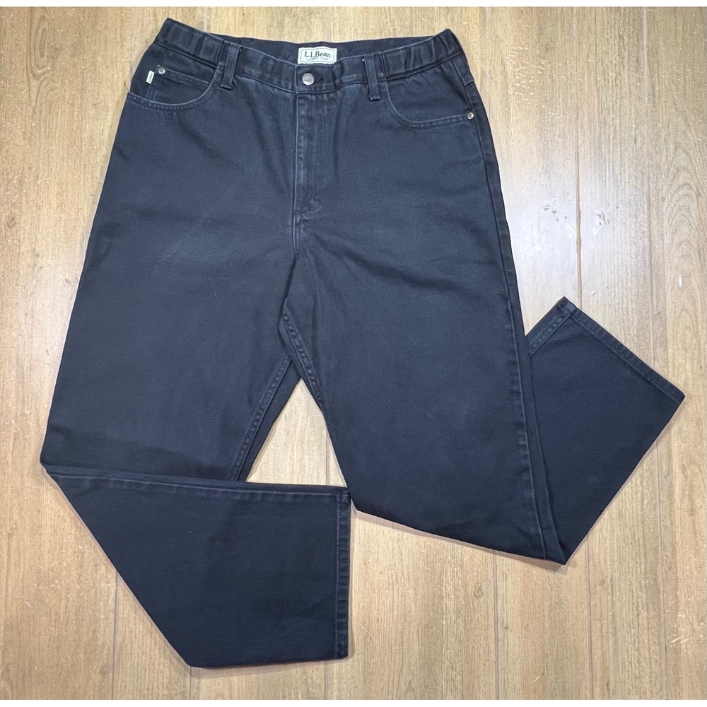 LL Bean Comfort Waist Jeans Black Straight Leg Relaxed Fit Denim Pants